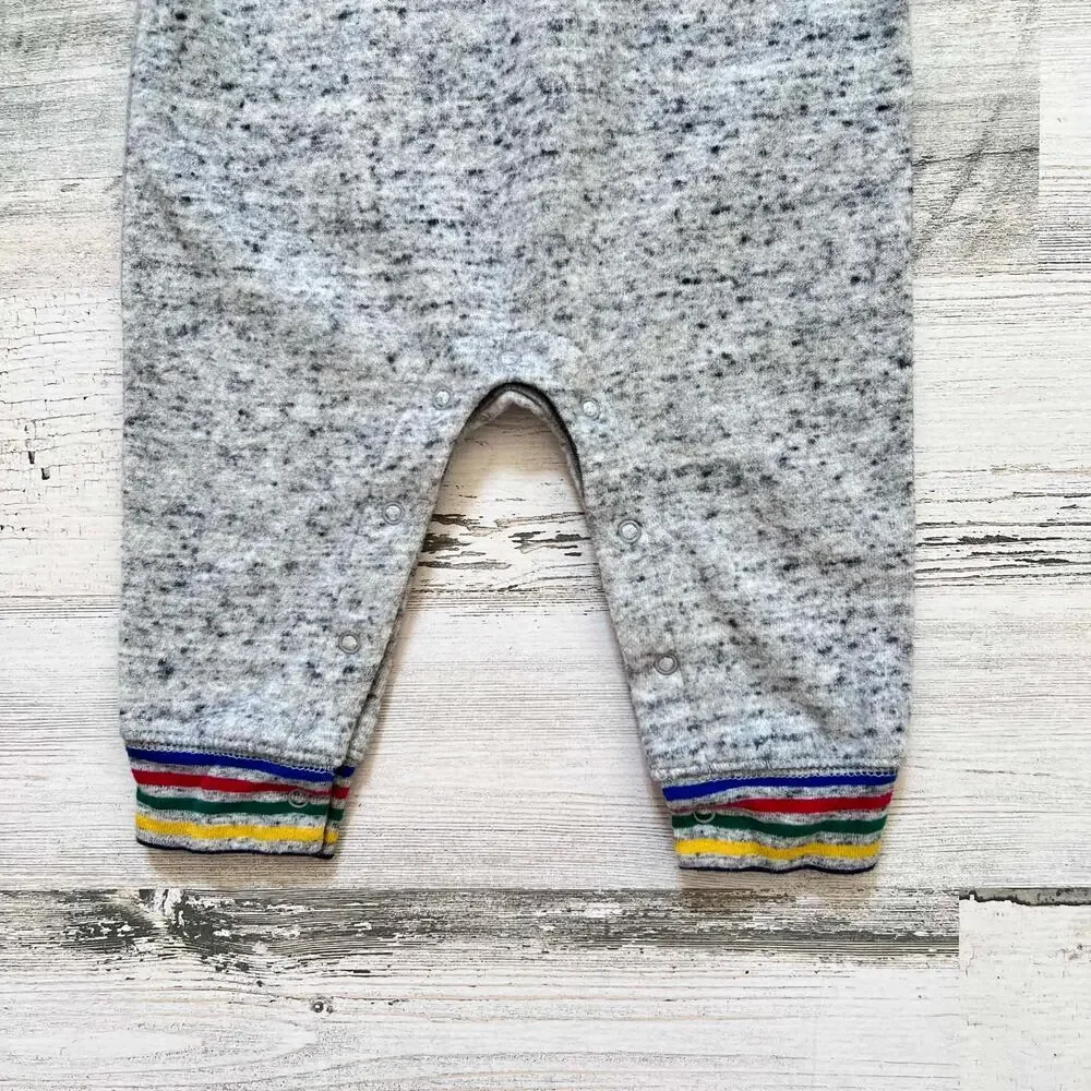 Baby Gap Knit Romper 3-6M Gray Rainbow Happy Graphic One Piece Long Sleeve - Picture 4 of 8